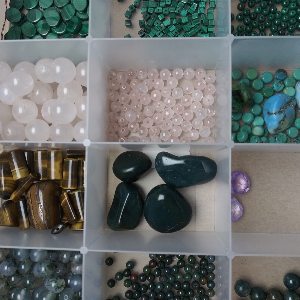 Jewelry bead collection qtz malachite turquoise +